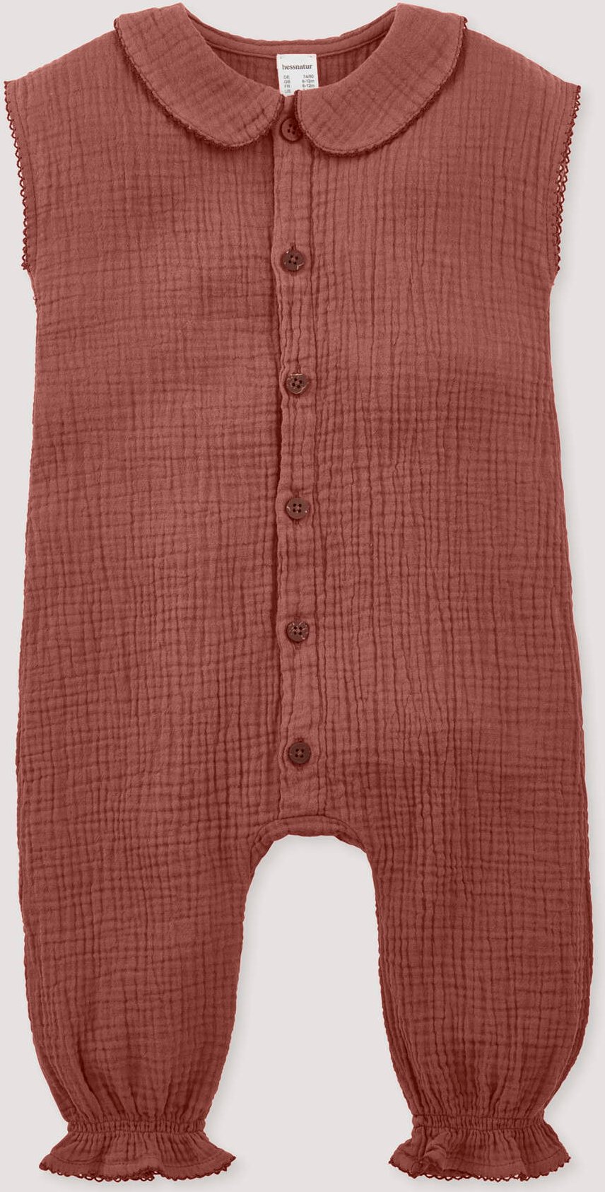 hessnatur Baby Musselin Strampler aus Bio-Baumwolle - braun - Größe 98/104