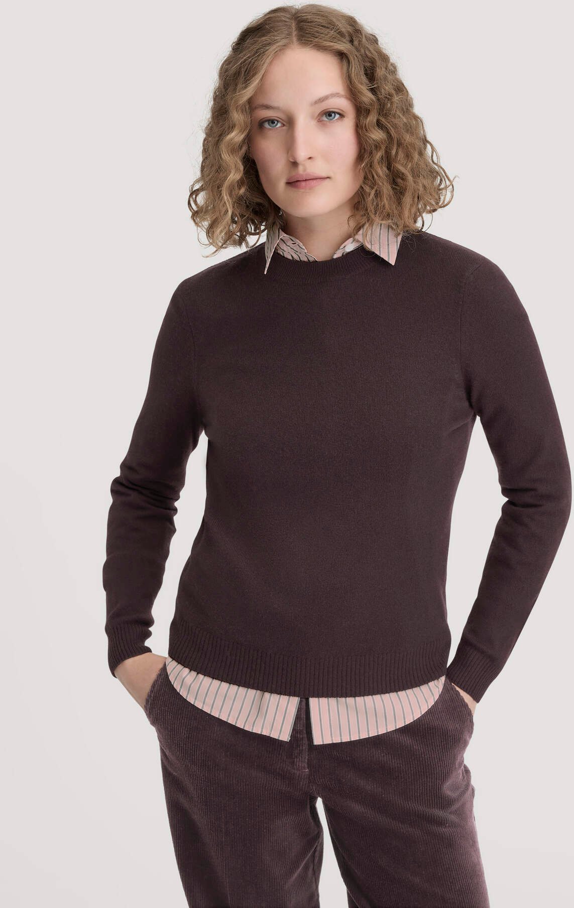 hessnatur Damen Strick Pullover Regular aus Bio-Merinowolle mit Cashmere - braun - Größe XXL