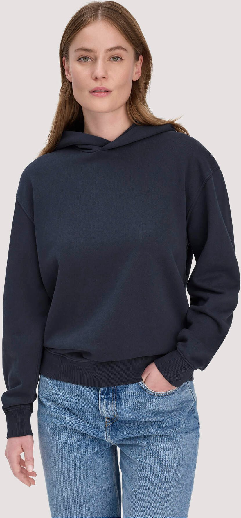 hessnatur Damen Sweathoodie Relaxed aus Bio-Baumwolle - blau - Größe L