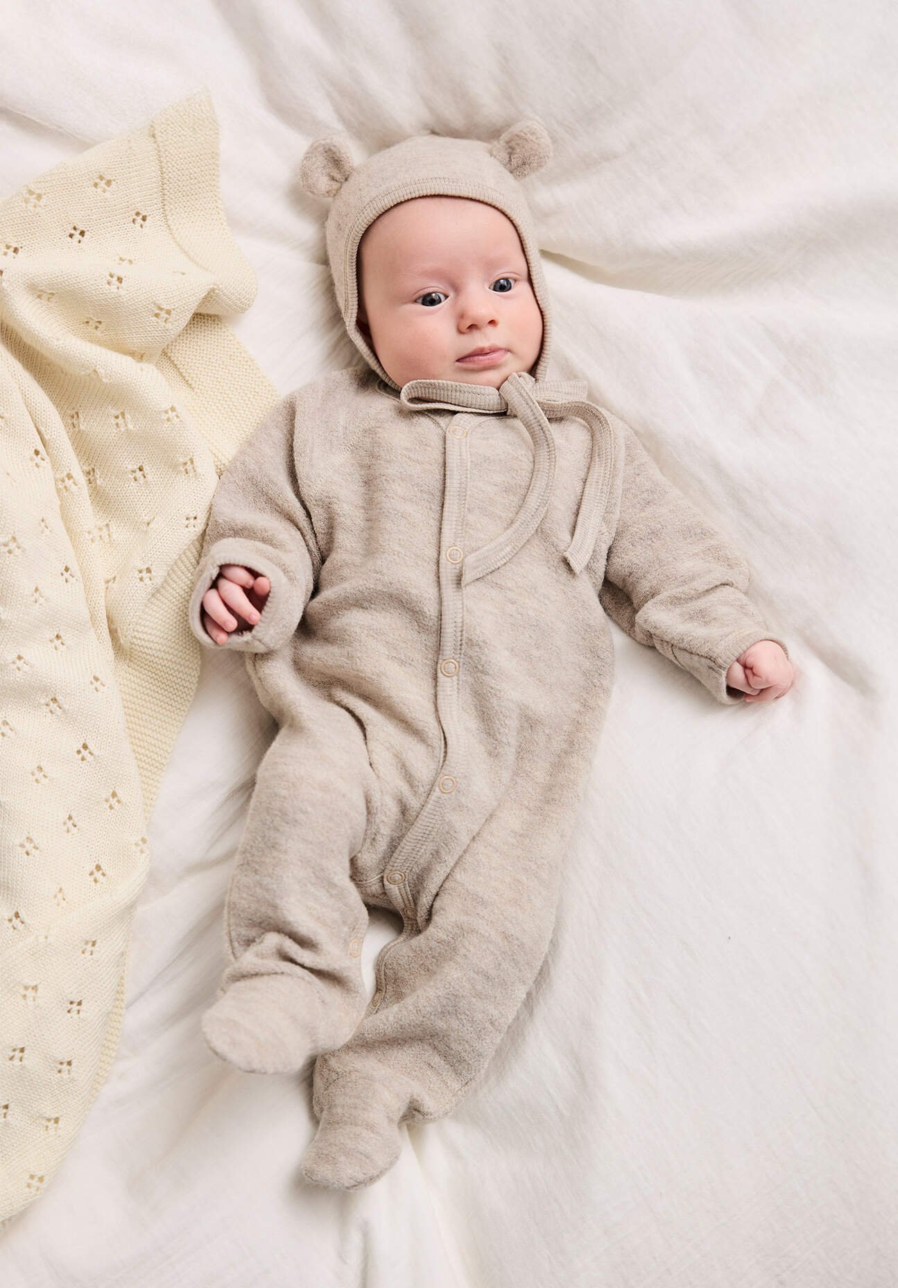 hessnatur Baby Erstlingsausstattung Wollfrottee aus Bio-Merinowolle - beige - Größe 50/56