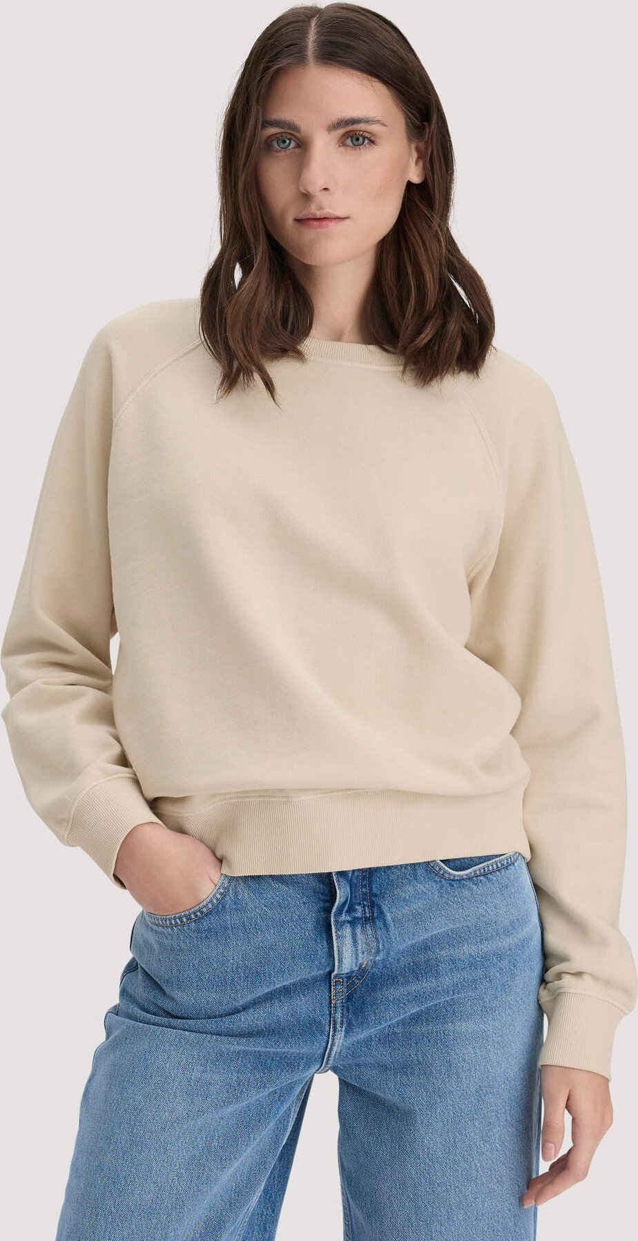 hessnatur Damen Sweatshirt Oversize aus Bio-Baumwolle - beige - Größe XL