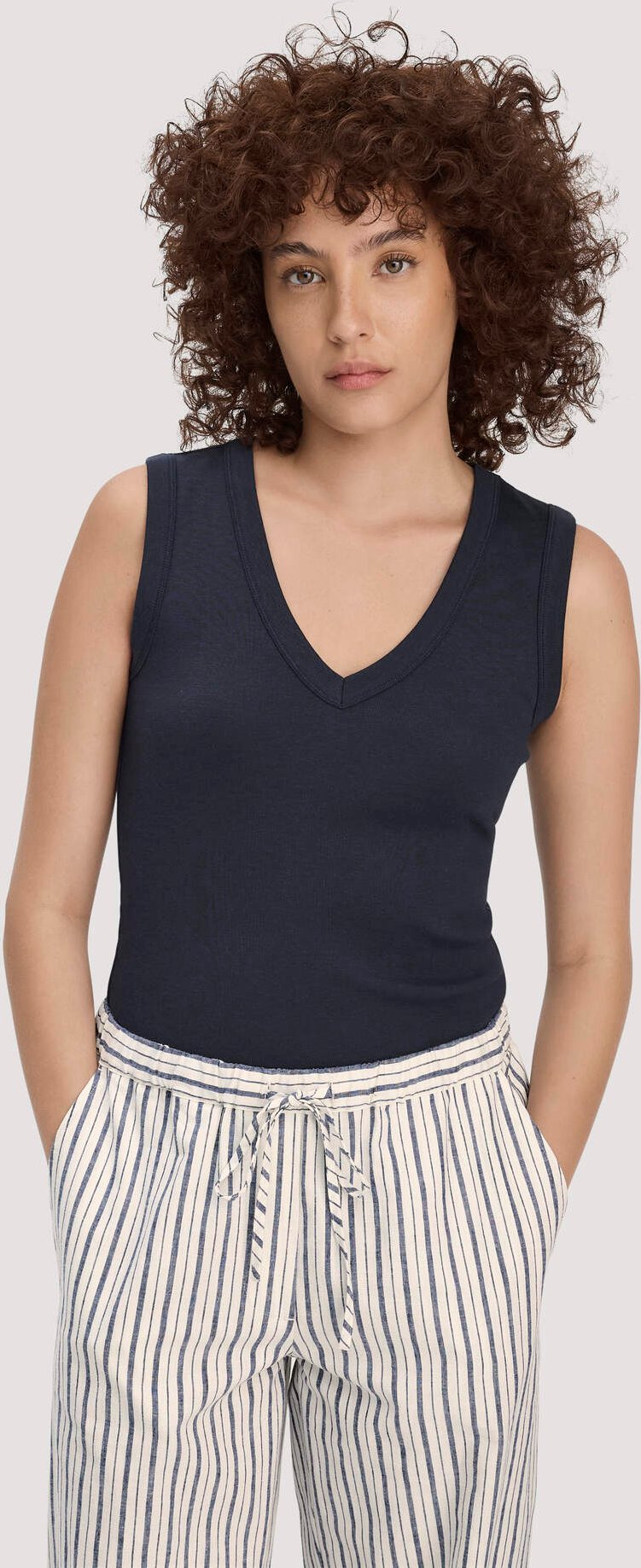 hessnatur Damen Softrib Top Fitted aus Bio-Baumwolle und TENCEL™ Modal - blau - Größe 42
