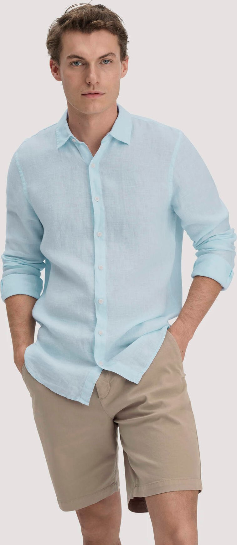 hessnatur Herren Hemd Regular aus Leinen - blau - Größe S37/38