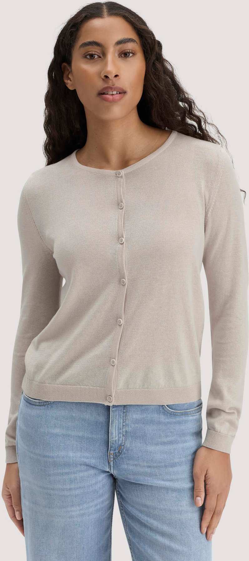 hessnatur Damen Strickjacke Regular aus TENCEL™ Lyocell mit Bio-Baumwolle - beige - Größe L