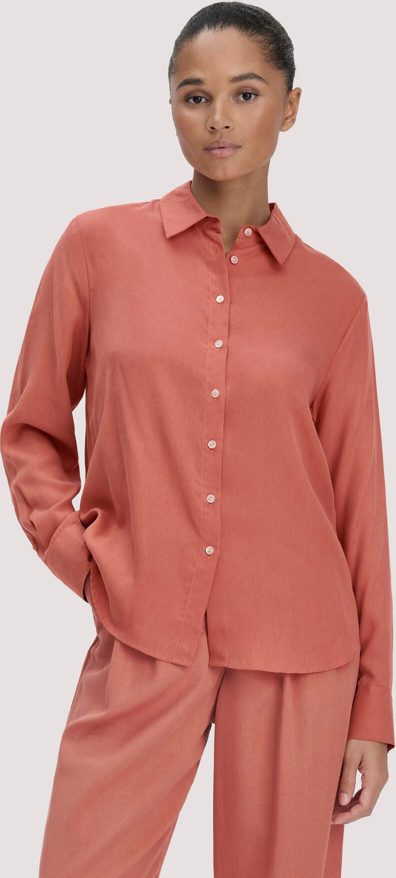 hessnatur Damen Bluse Relaxed aus TENCEL™ Lyocell - orange - Größe 42