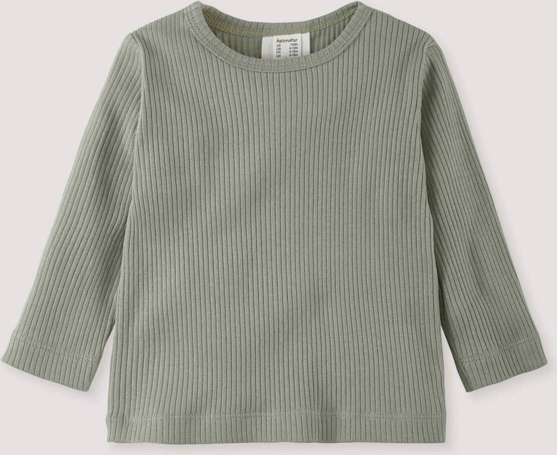 hessnatur Baby Longsleeve aus Bio-Baumwolle mit Bio-Merinowolle - grün - Größe 62/68