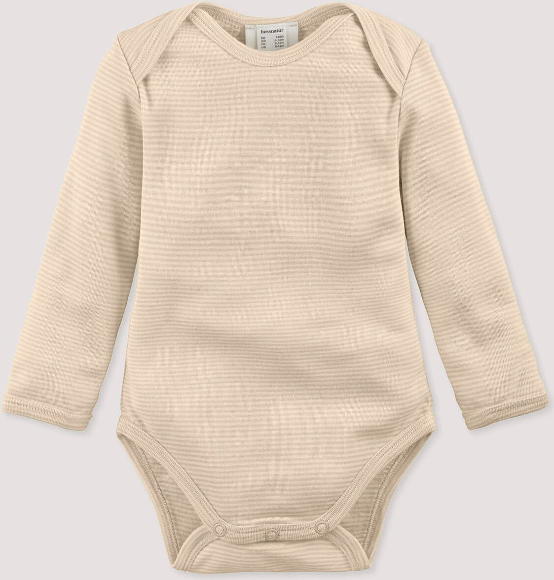 hessnatur Baby Body Langarm aus Bio-Merinowolle mit Seide - beige - Größe 74/80