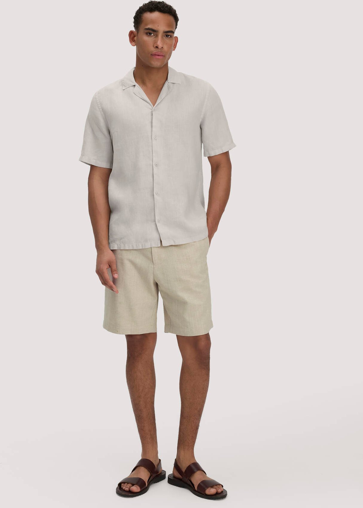 hessnatur Herren Shorts ENEA Relaxed aus Bio-Baumwolle mit Leinen - natur - Größe 31