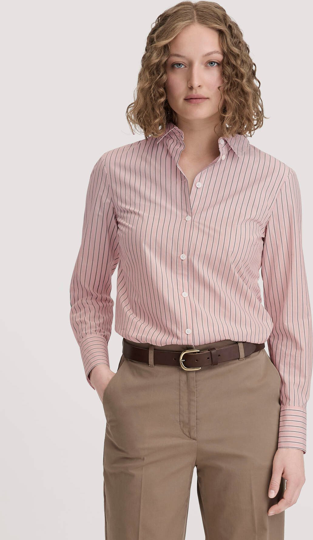 hessnatur Damen Streifenbluse Regular aus Bio-Baumwolle - rosa - Größe 36