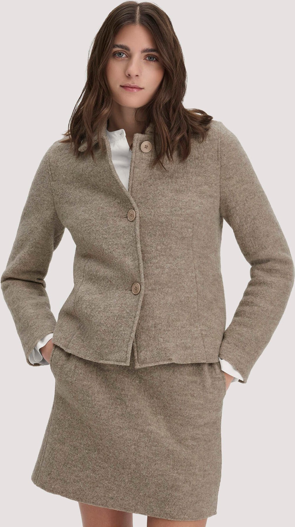 hessnatur Damen Walk Jacke Regular aus Bio-Merinowolle - grau - Größe 36