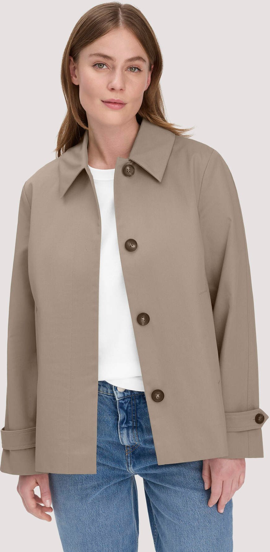 hessnatur Damen Jacke Regular NATURE SHELL aus Bio-Baumwolle - beige - Größe 38