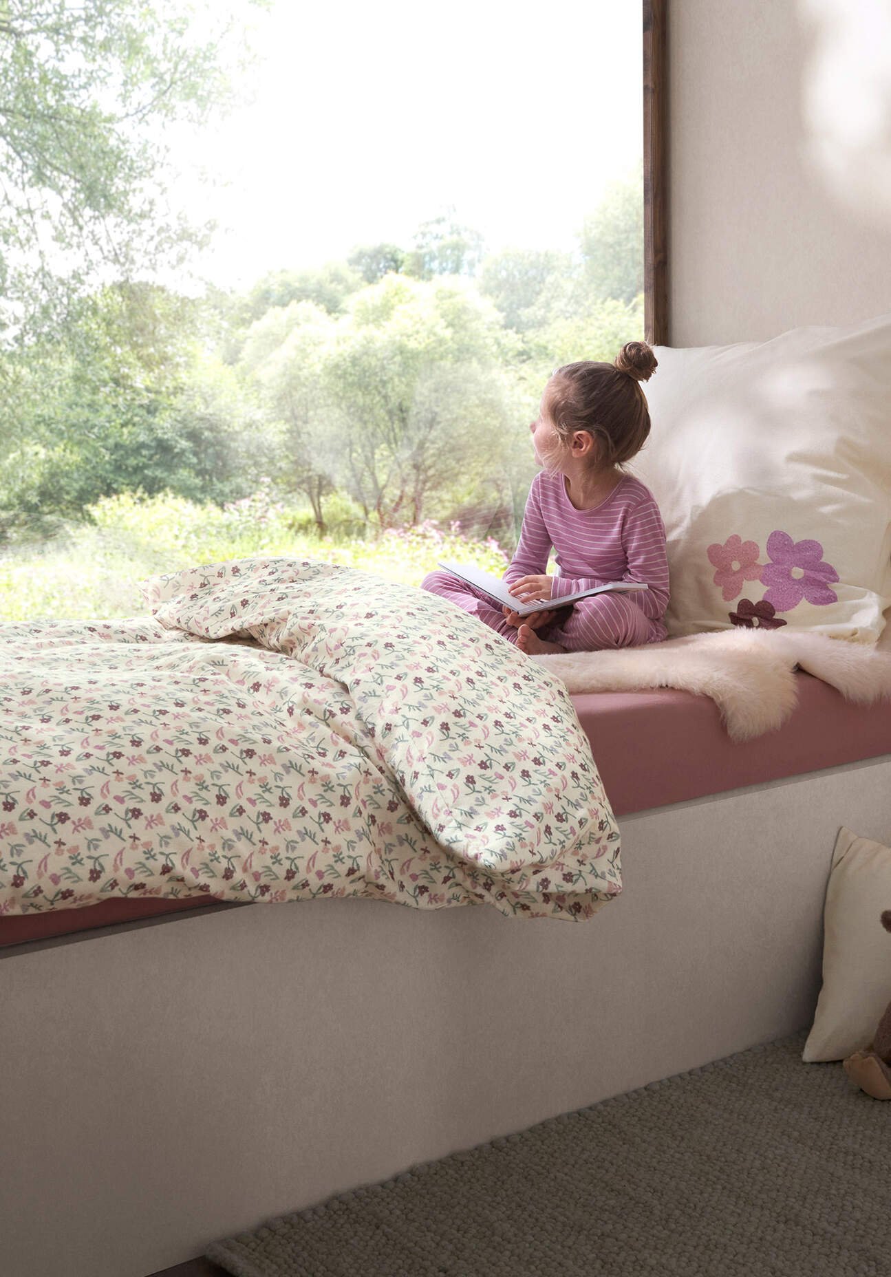 hessnatur Baby Biber Bettwäsche MILLEFLEURE aus Bio-Baumwolle - natur - Größe 100x135 / 40x60 cm