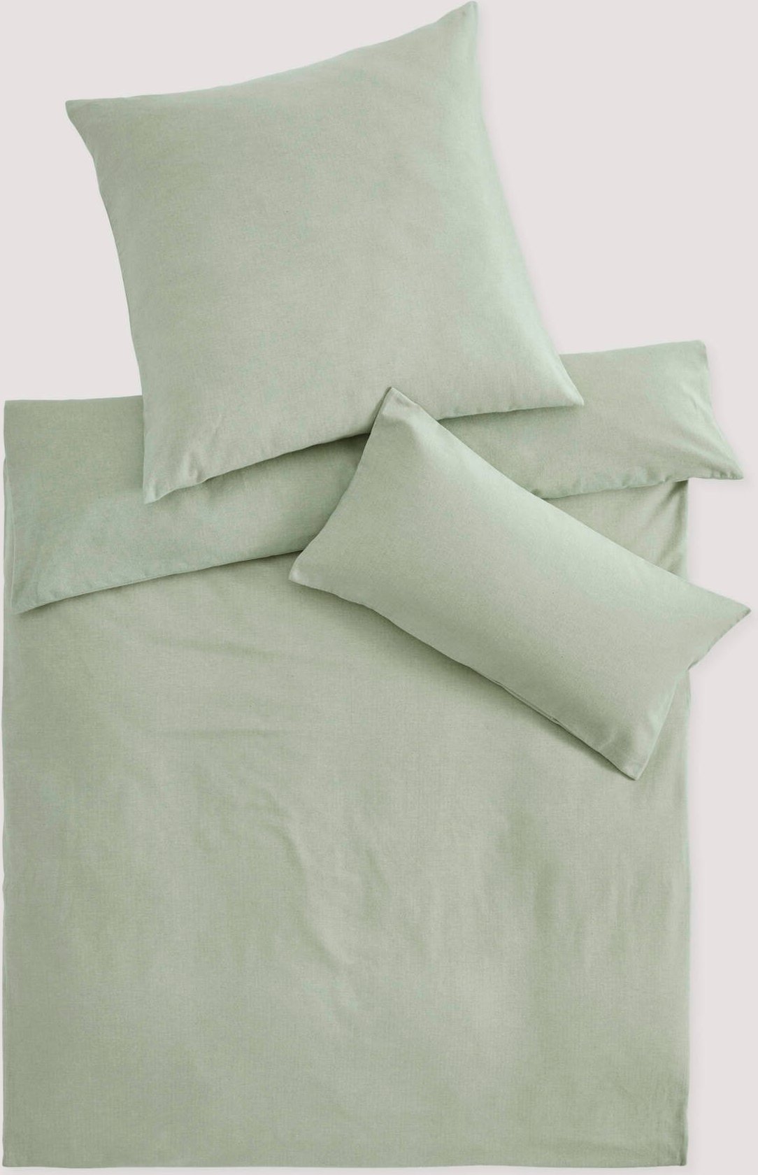 hessnatur Biber Bettwäsche-Set XABI aus Bio-Baumwolle - grün - Größe 200x200 / 2x80x80 cm