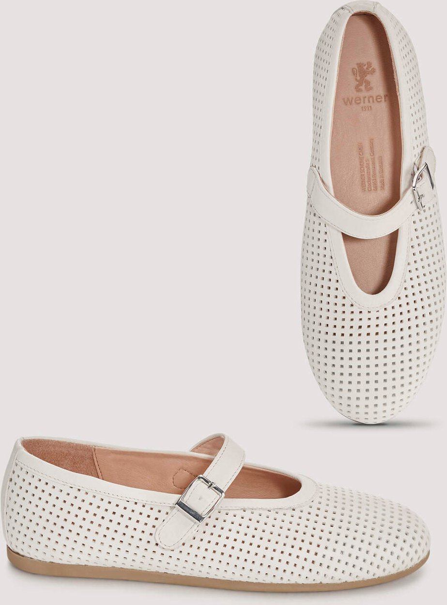 hessnatur Damen Mary Jane Ballerina aus Nappaleder - weiß - Größe 40