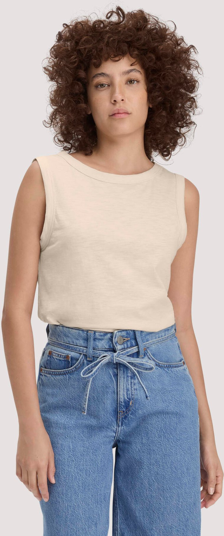 hessnatur Damen Light Slub Jersey Top Regular aus Bio-Baumwolle - natur - Größe 40