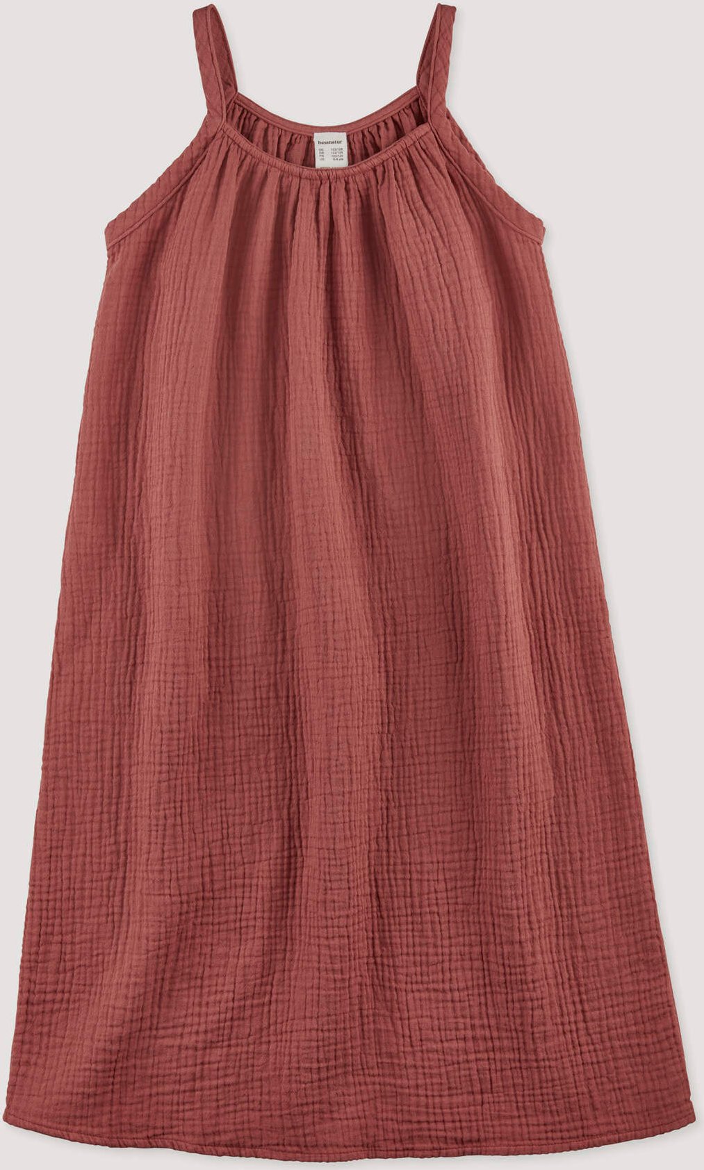 hessnatur Kinder Musselin Nachthemd PURE COMFORT aus Bio-Baumwolle - braun - Größe 122/128