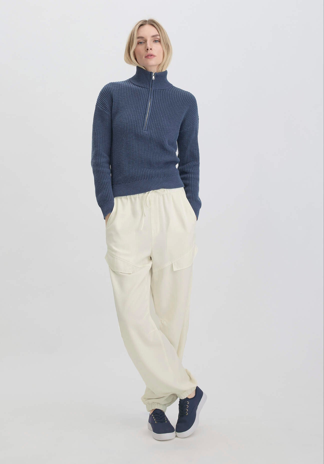 hessnatur Damen Canvas Sneaker mit Bio-Baumwolle - blau - Größe 37