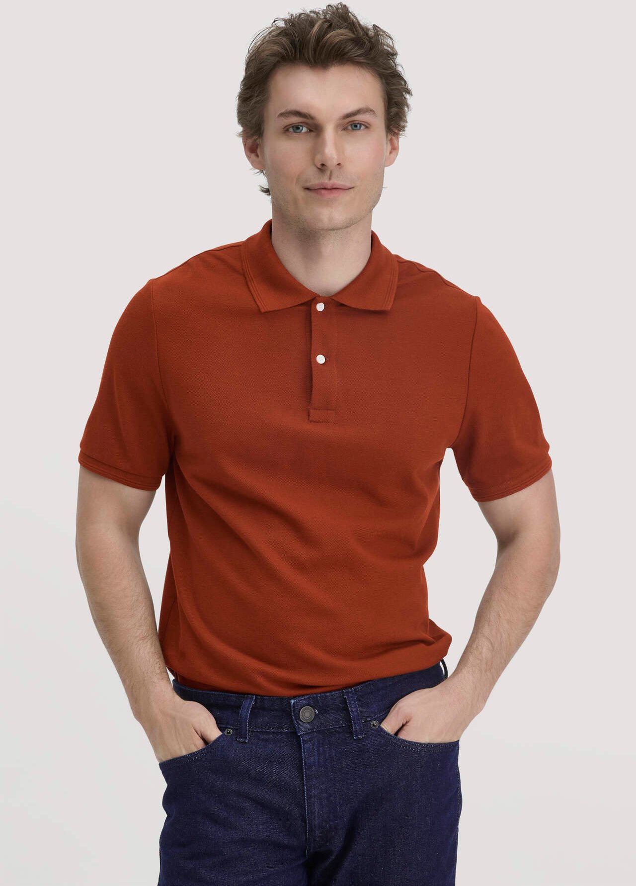 hessnatur Herren Piqué Polo Regular aus Bio-Baumwolle - braun - Größe 50