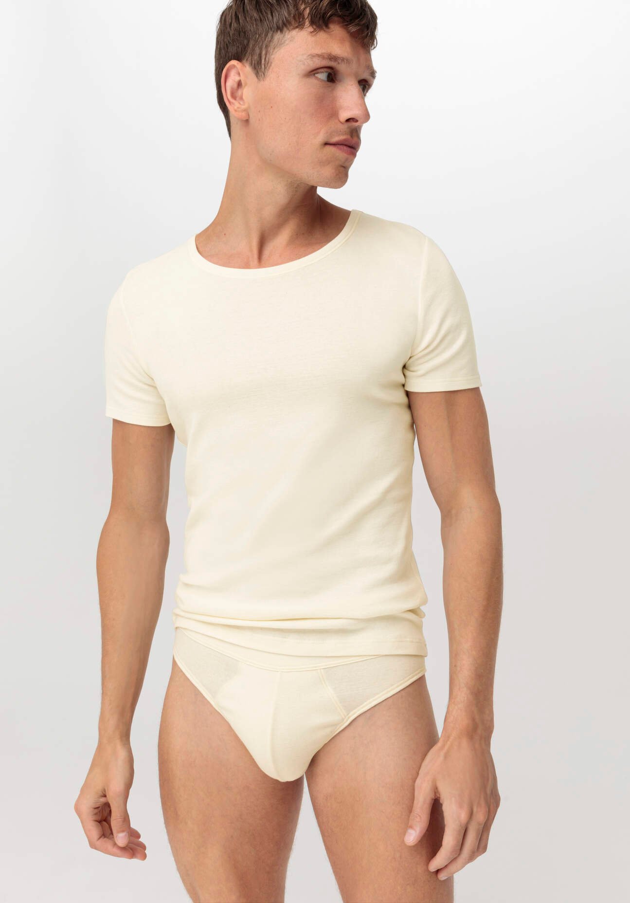 hessnatur Herren Slip Regular Cut im 2er-Pack PURE NATURE aus Bio-Baumwolle - natur - Größe 4 = S
