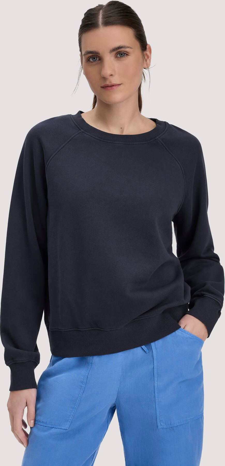 hessnatur Damen Sweatshirt Oversize aus Bio-Baumwolle - blau - Größe S
