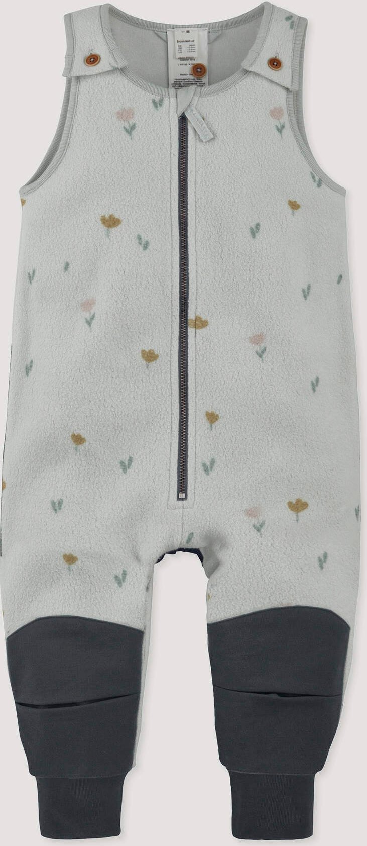 hessnatur Baby Fleece Sommer Overall mit Softshell aus Bio-Baumwolle - grau - Größe 86/92