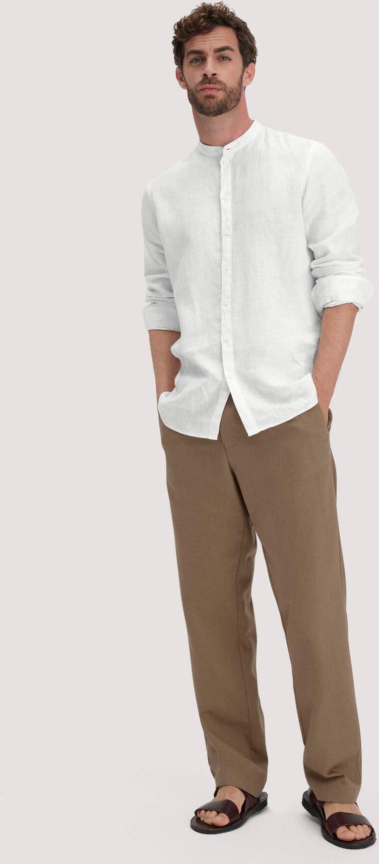 hessnatur Herren Hose ENEA Regular aus Bio-Baumwolle mit Leinen - braun - Größe 38/34