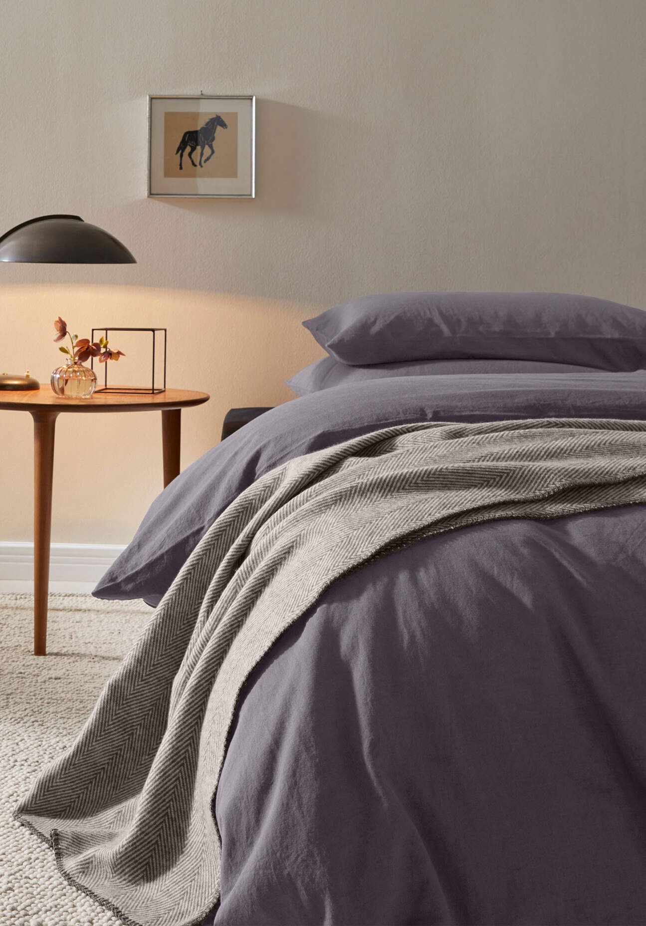 hessnatur Decke MERLE aus Bio-Baumwolle - grau - Größe 140x180 cm