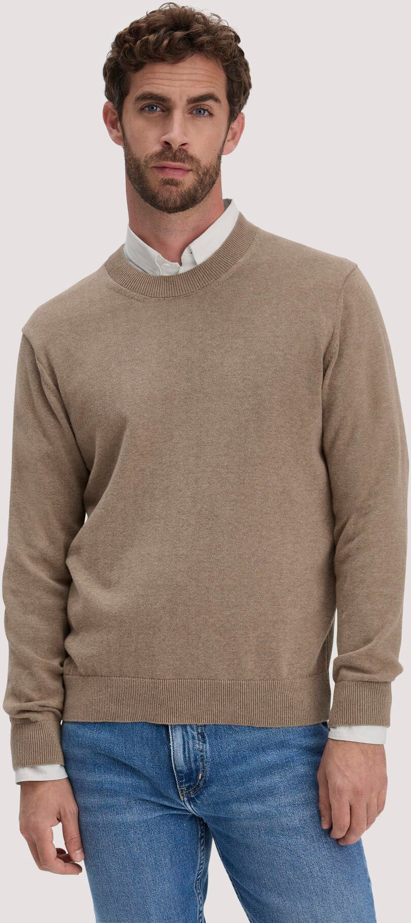 hessnatur Herren Strick Pullover Regular aus Bio-Baumwolle - braun - Größe M