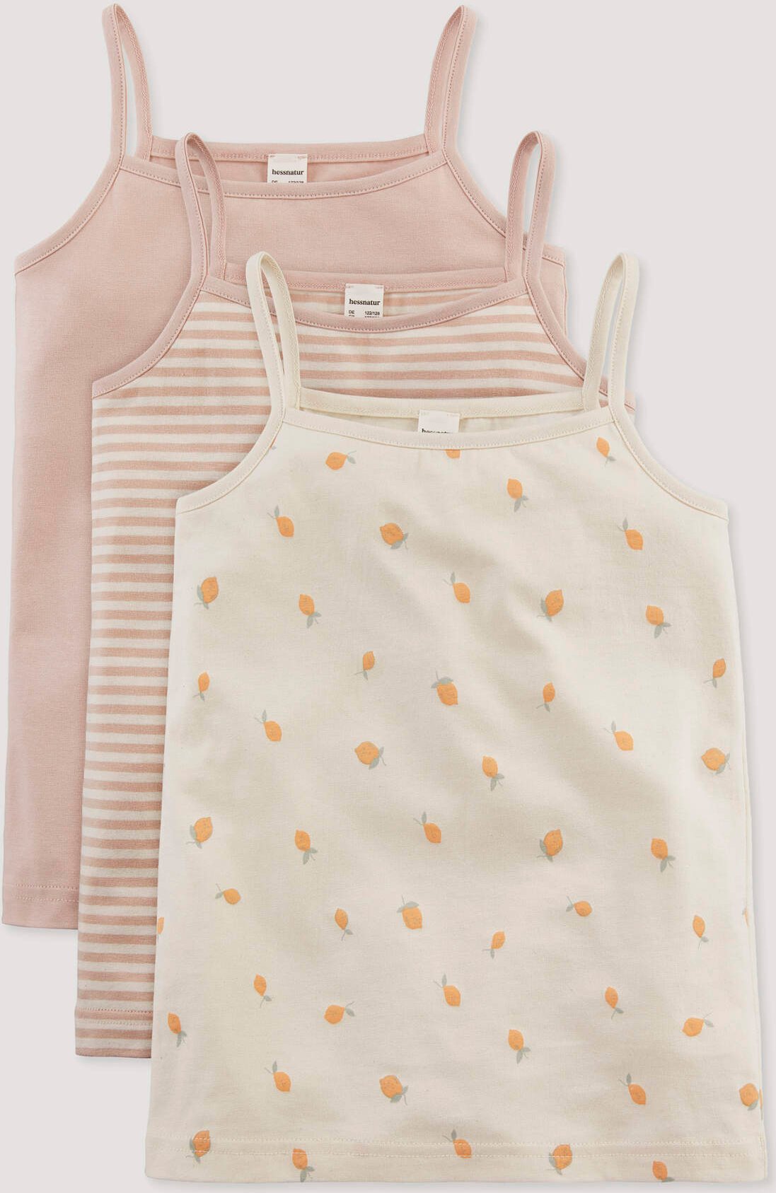 hessnatur Kinder Unterhemd Mädchen im 3er-Pack aus Bio-Baumwolle - rosa - Größe 98/104