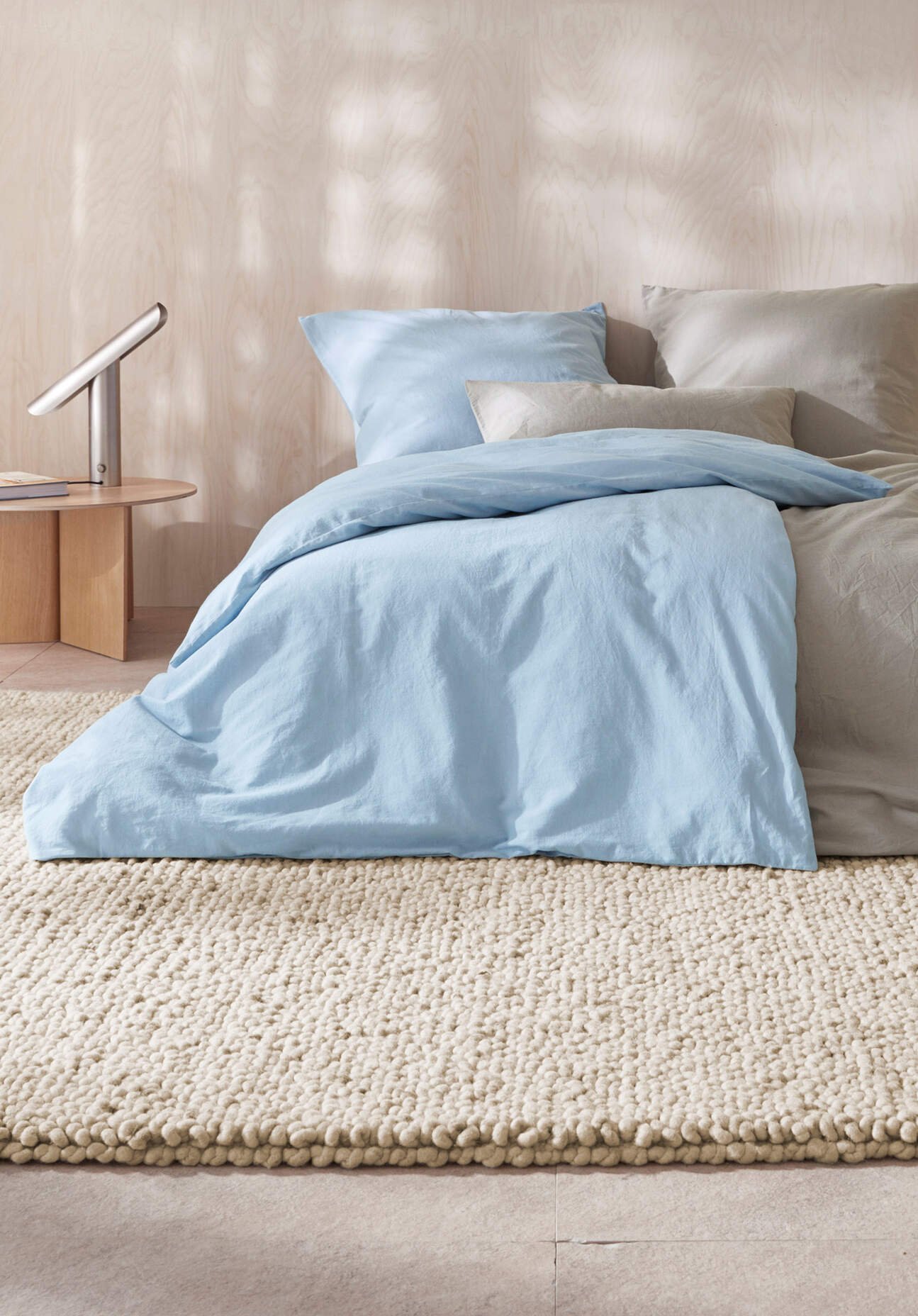 hessnatur Bettwäsche-Set aus Bio-Baumwolle mit Leinen - blau - Größe 135x200 / 80x80 cm