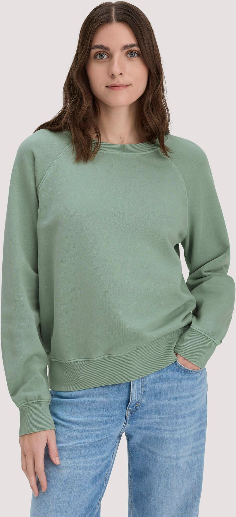 hessnatur Damen Sweatshirt Oversize aus Bio-Baumwolle - grün - Größe XL