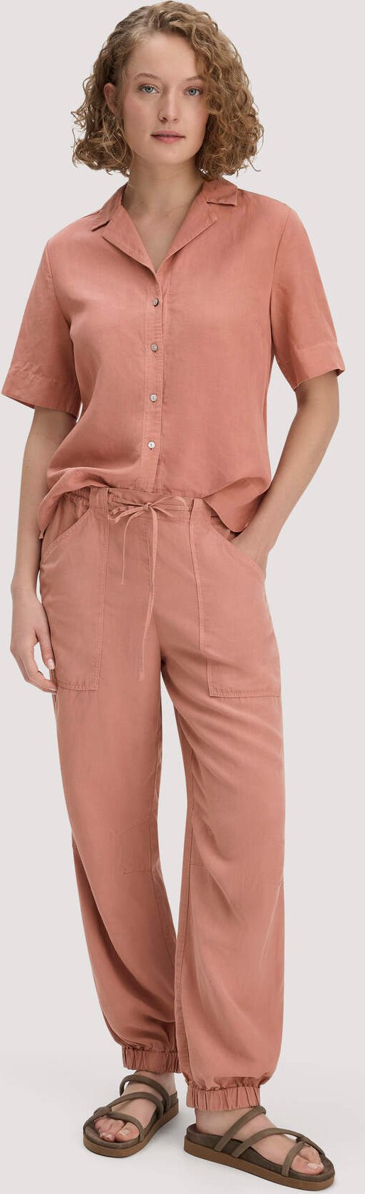 hessnatur Damen Soft Utility Hose aus TENCEL™ Lyocell mit Leinen - rosa - Größe 36