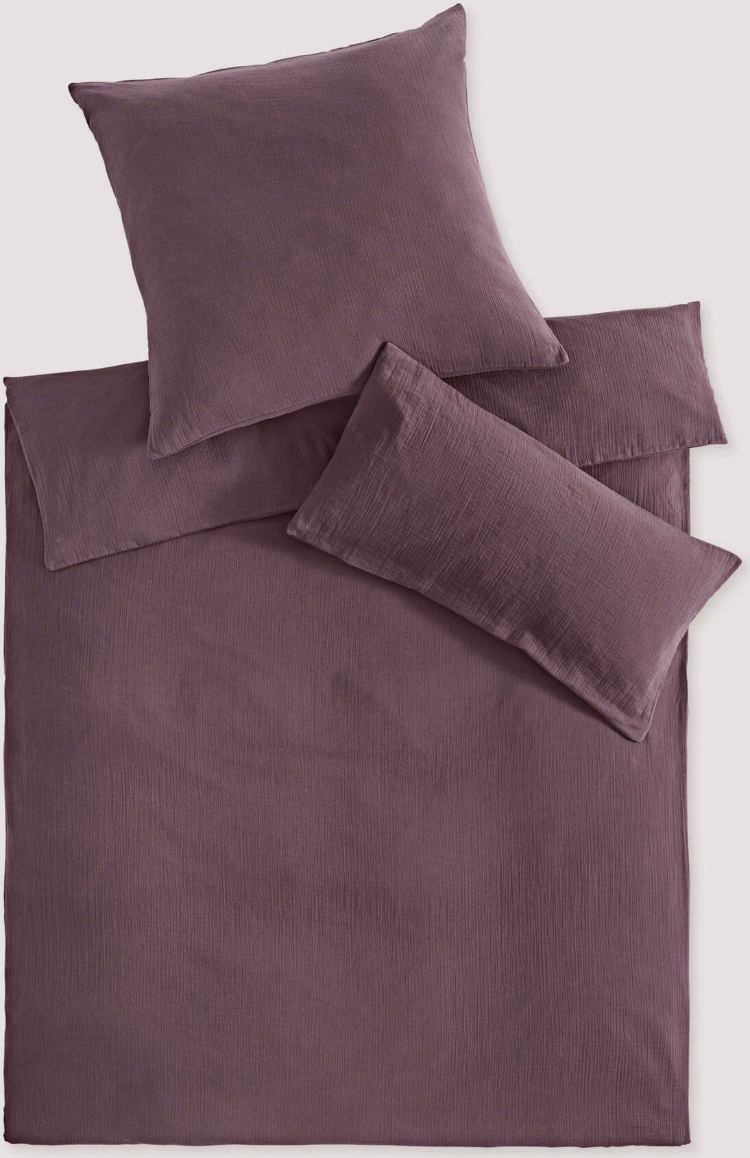 hessnatur Musselin Bettwäsche-Set aus Bio-Baumwolle - lila - Größe 135x200 / 80x80 cm