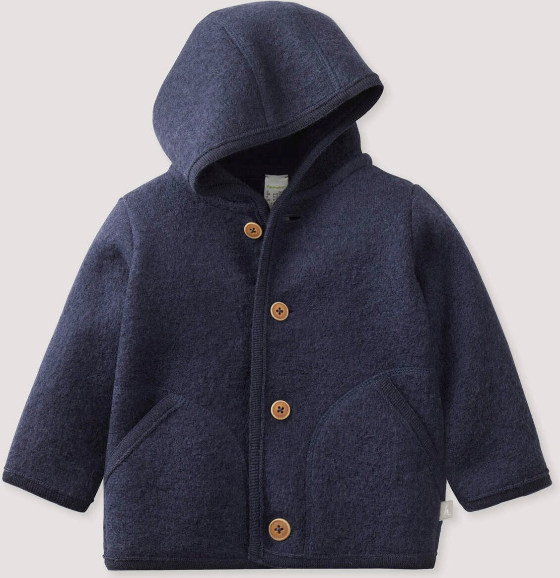 hessnatur Baby Wollwalk Jacke aus Bio-Merinowolle - blau - Größe 74/80