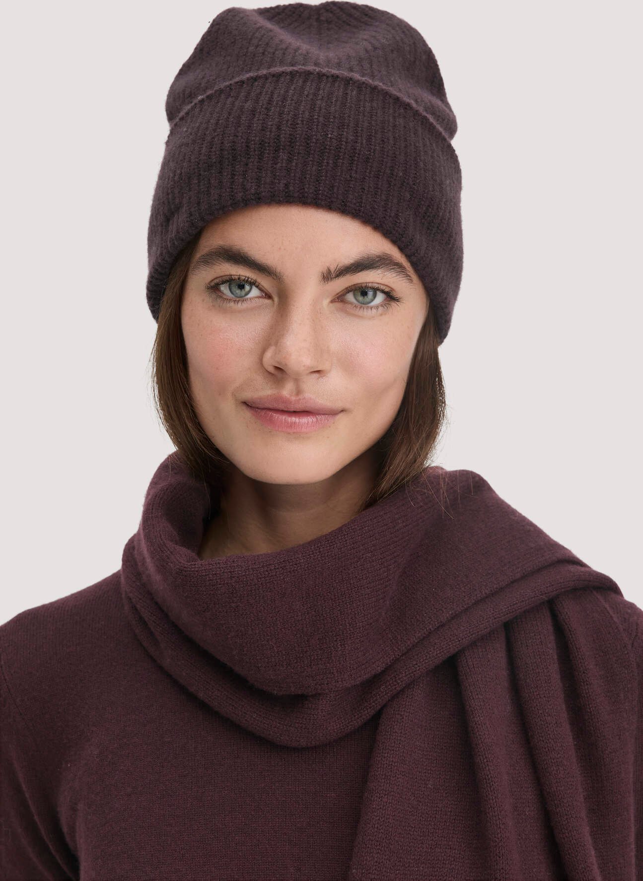 hessnatur Damen Strick Mütze aus Bio-Merinowolle mit Cashmere - braun - Größe 1size