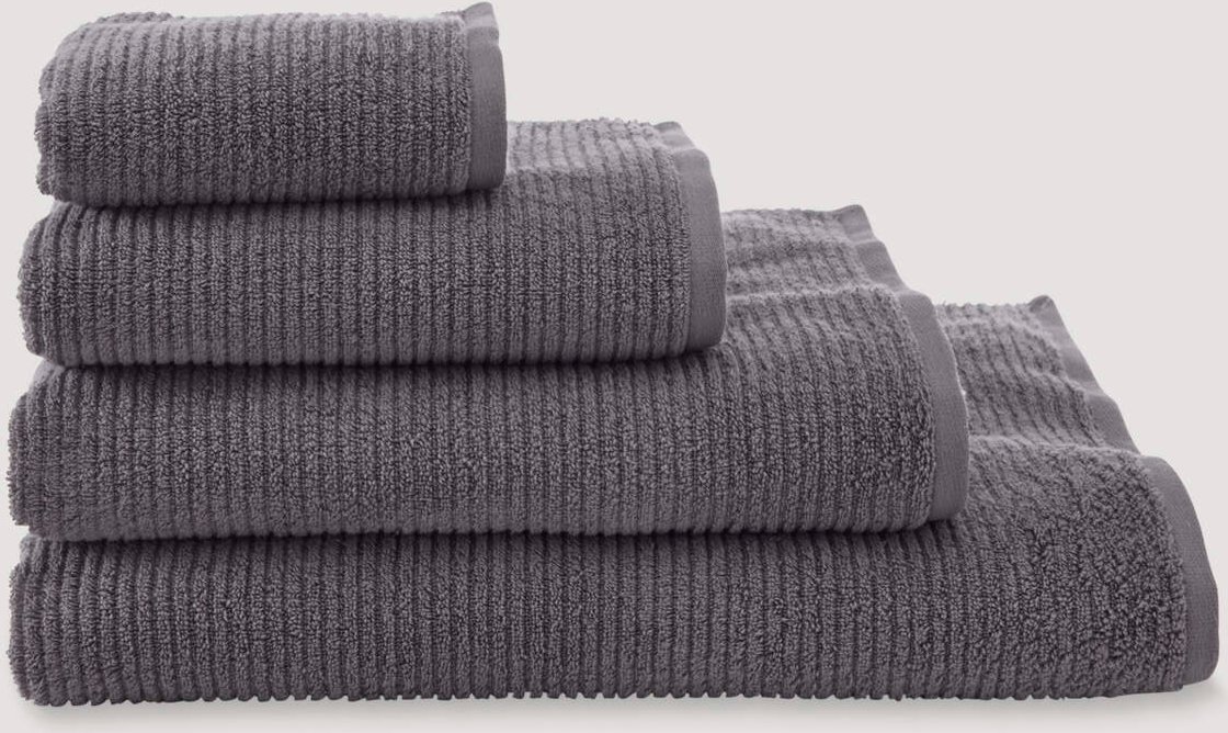 hessnatur Frottier Handtuch Rippstruktur aus Bio-Baumwolle - grau - Größe 30x50 cm