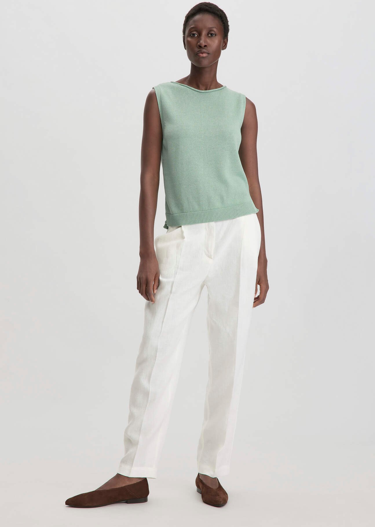 hessnatur Damen Hose Straight Leg Relaxed aus Leinen - weiß - Größe 34