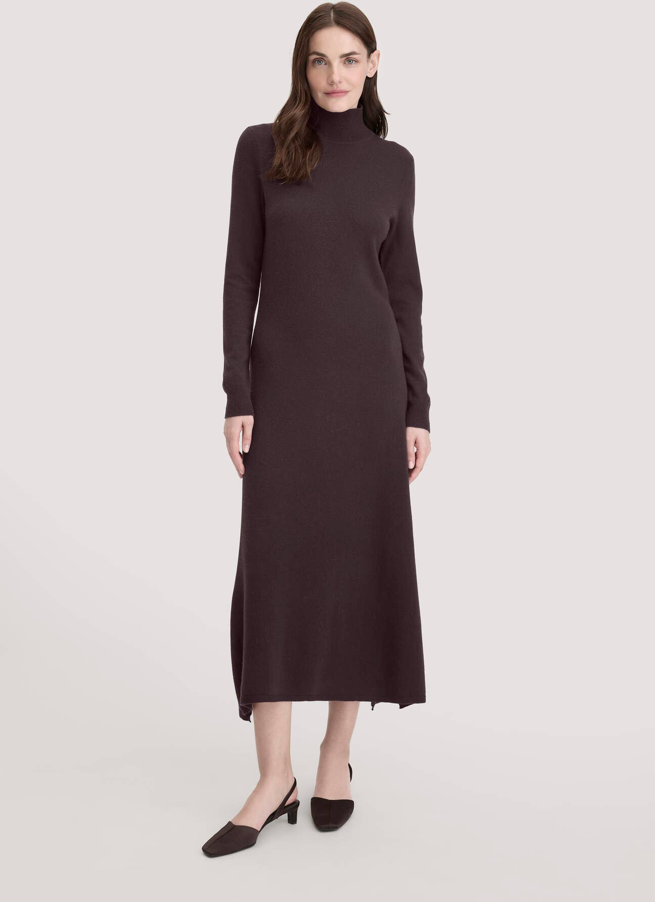 hessnatur Damen Strick Kleid Regular aus Bio-Merinowolle mit Cashmere - braun - Größe L