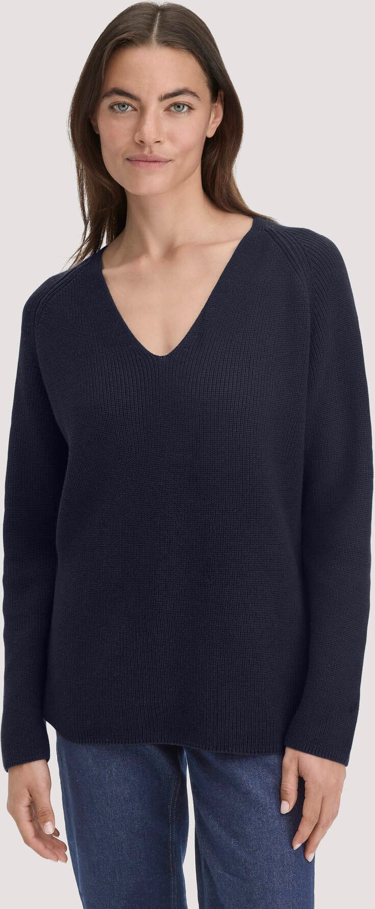 hessnatur Damen Strick Pullover Regular aus Bio-Baumwolle - blau - Größe M