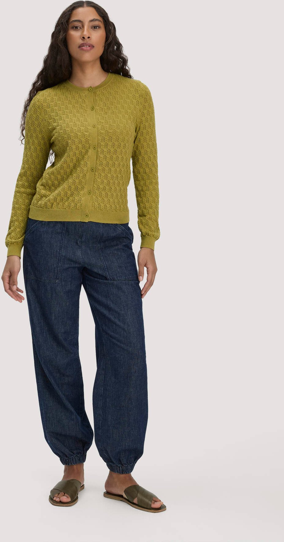 hessnatur Damen Pantolette aus chromfrei gegerbtem Leder - grün - Größe 39