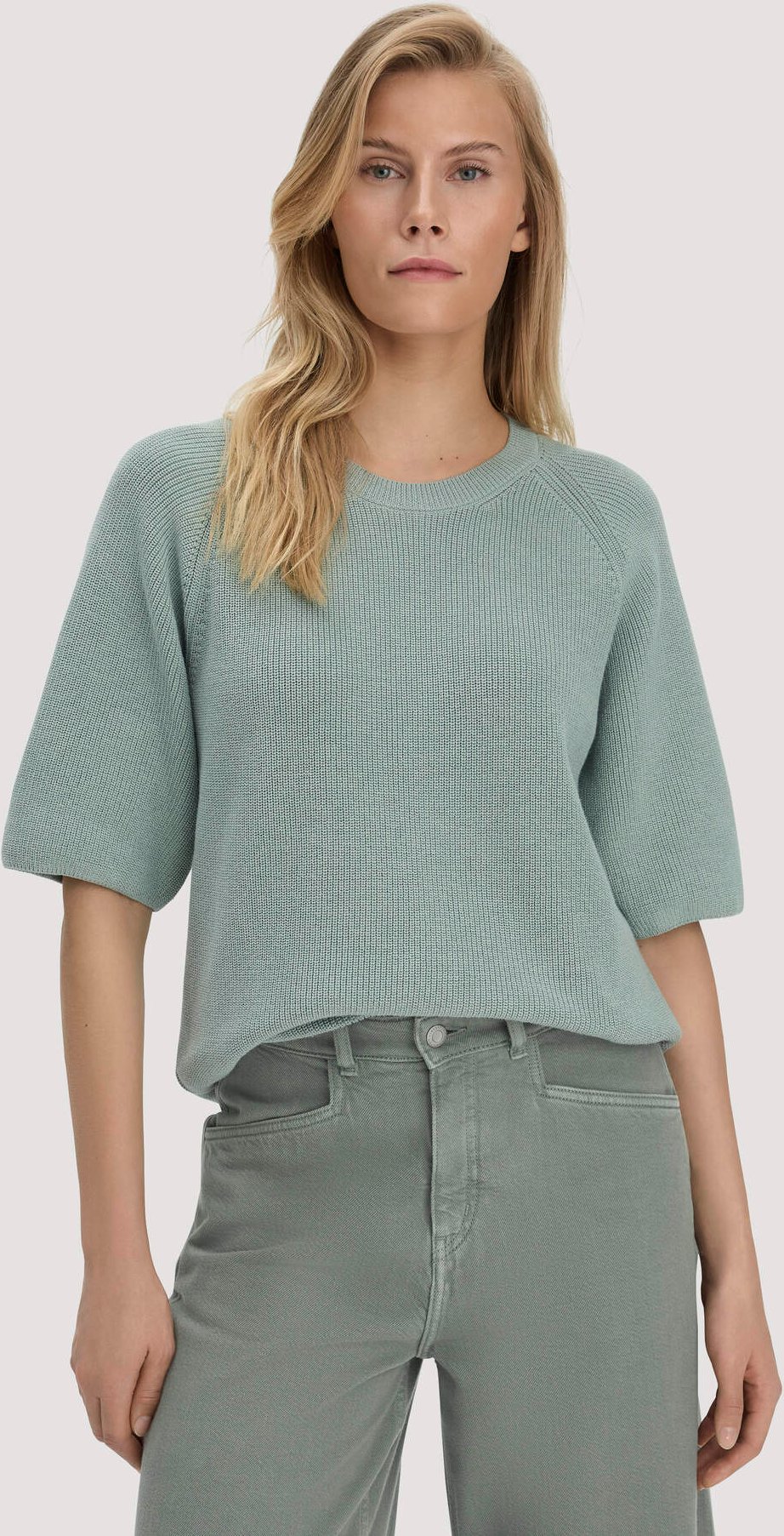 hessnatur Damen Strick Pullover Relaxed aus Bio-Baumwolle - grün - Größe M