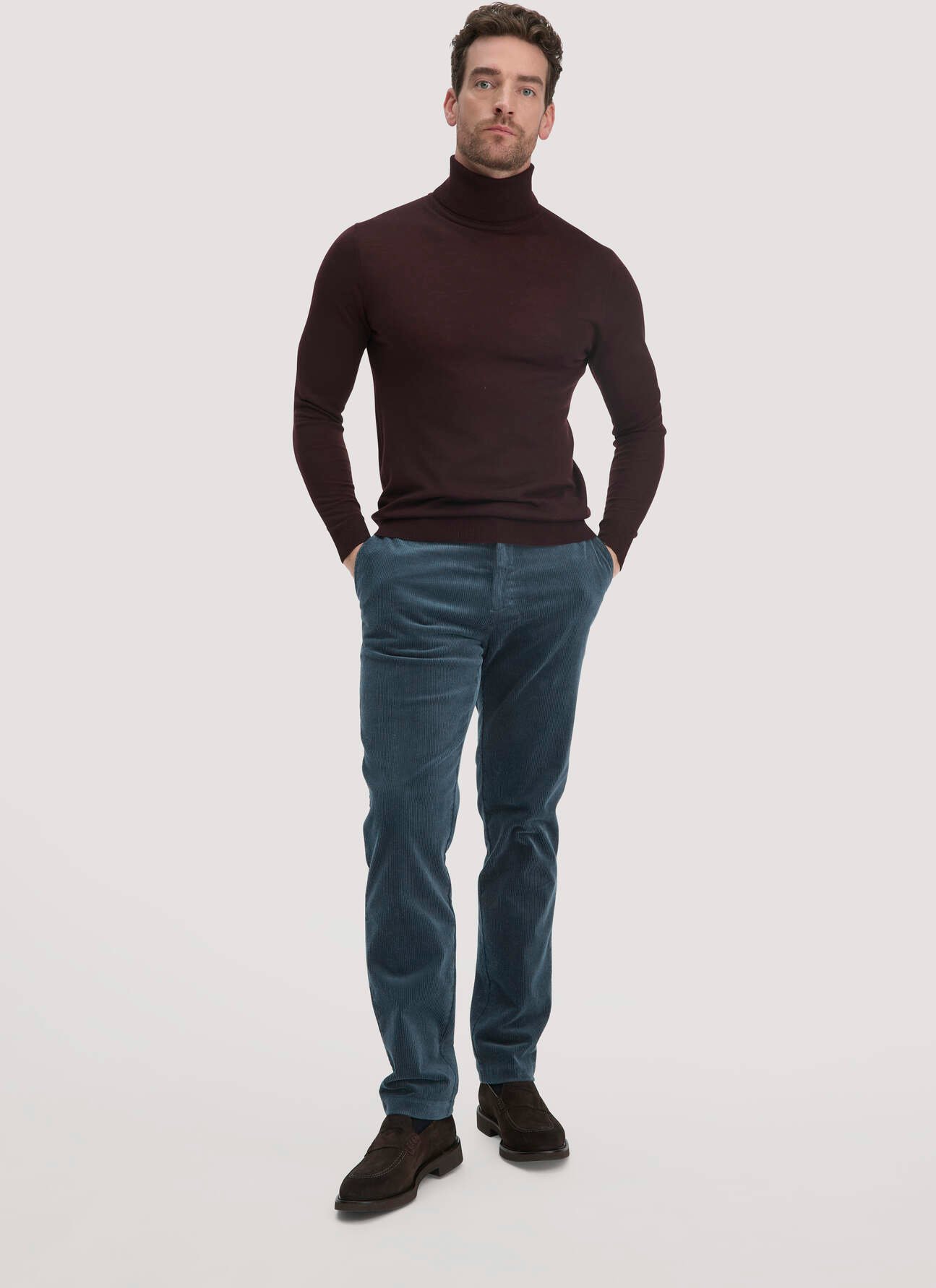 hessnatur Herren Cordhose LENN Regular aus Bio-Baumwolle - blau - Größe 31/32