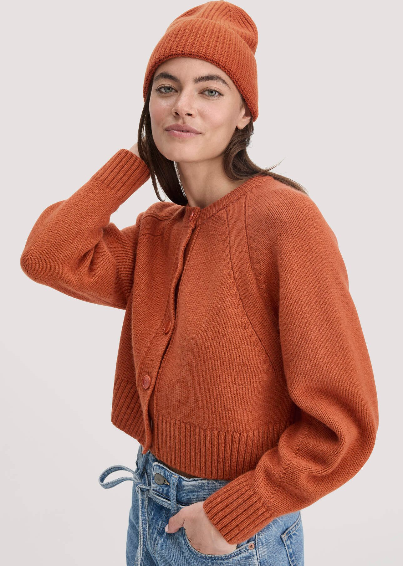 hessnatur Damen Mütze aus Bio-Merinowolle mit Bio-Baumwolle - orange - Größe One Size