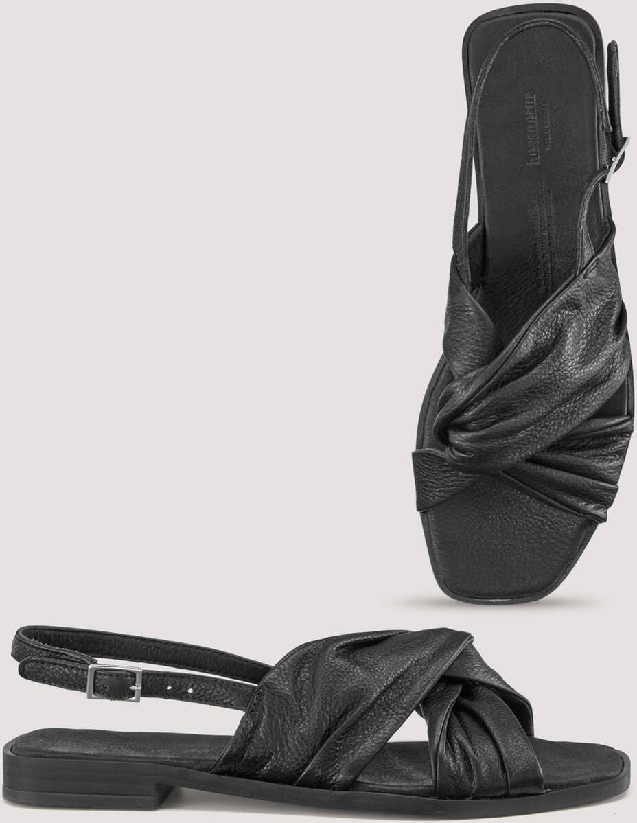 hessnatur Damen Sandalette aus chromfrei gegerbtem Glatt-Leder - schwarz - Größe 42