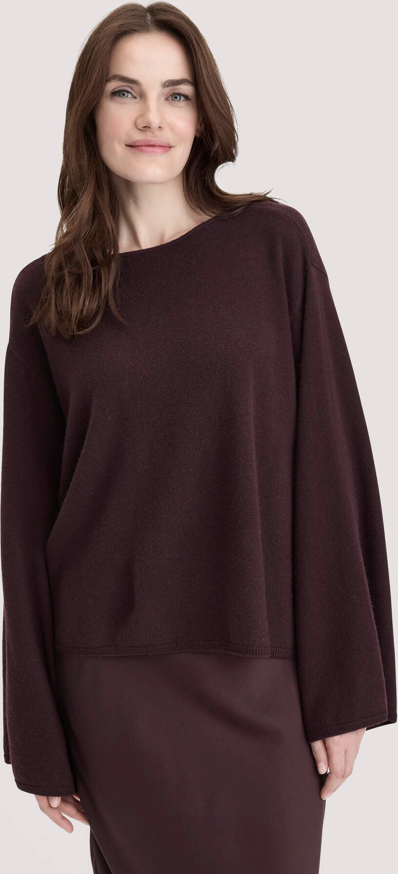 hessnatur Damen Strick Pullover Oversize aus Bio-Merinowolle mit Cashmere - braun - Größe onesize