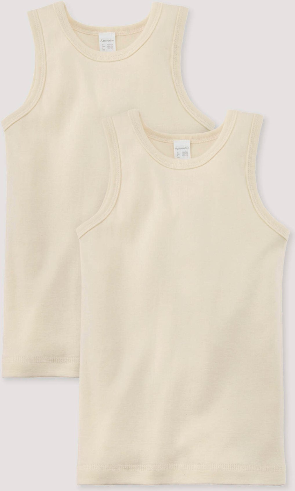 hessnatur Kinder Unterhemd Ärmellos im 2er-Pack aus Bio-Baumwolle - natur - Größe 122/128