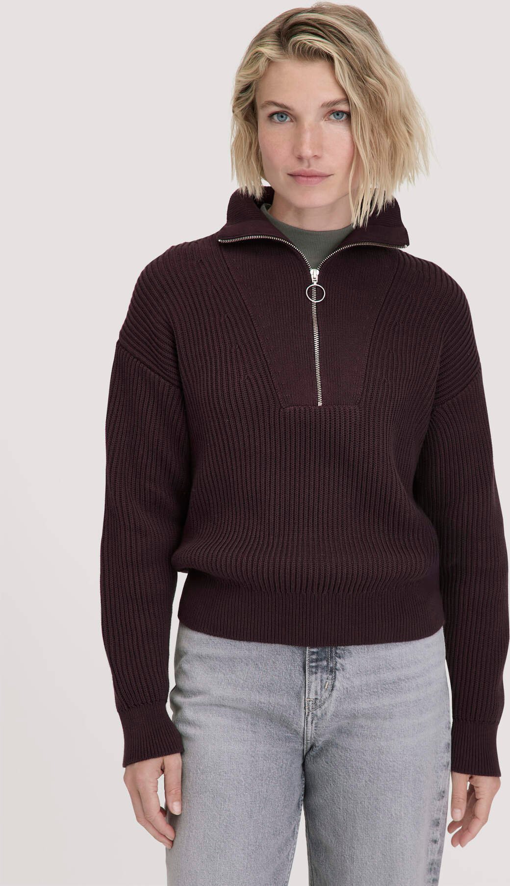 hessnatur Damen Strick Troyer Relaxed aus Bio-Baumwolle - braun - Größe XL