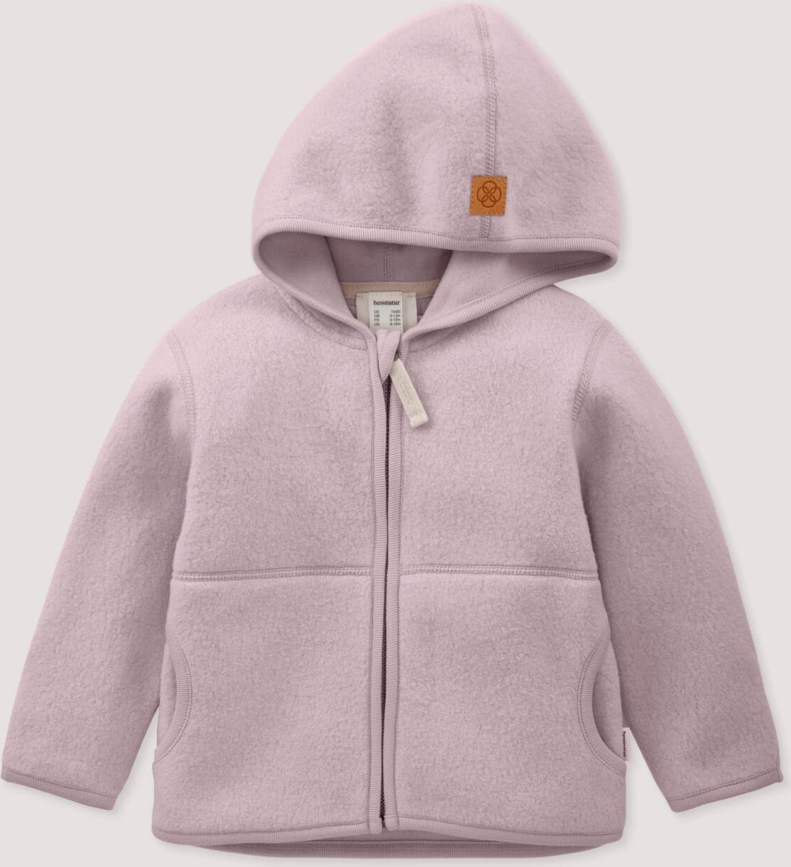 hessnatur Baby Fleece Jacke aus Bio-Baumwolle - rosa - Größe 74/80