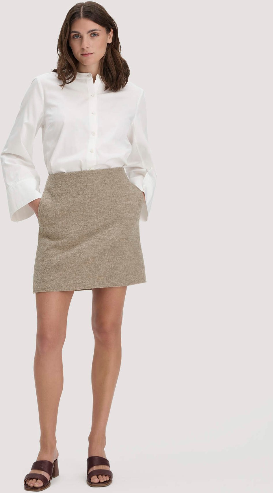 hessnatur Damen Walk Rock Mini aus Bio-Merinowolle - grau - Größe 40