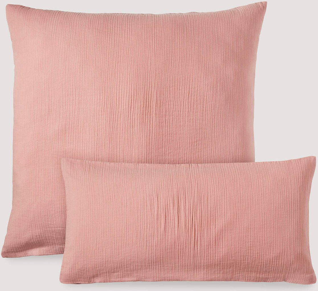 hessnatur Musselin Kissenbezug aus Bio-Baumwolle - rosa - Größe 80x80 cm